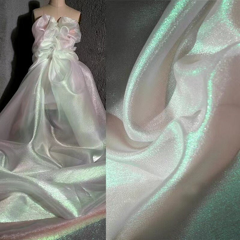 Iridescent Organza Fabric: Two-Tone Symphony Stiff Polyester, 59" Wide