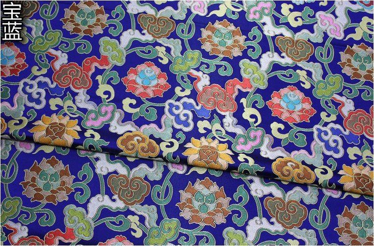 Floral Jacquard Brocade Fabric: Chinese Mongolian Style (By The Meter) - Poppylollipop