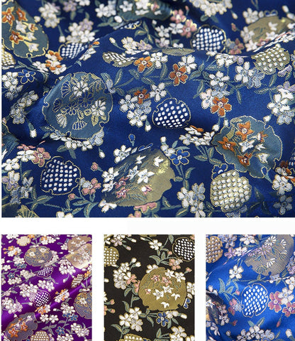 Tissu brocart de soie jacquard à motif floral : design asiatique moderne