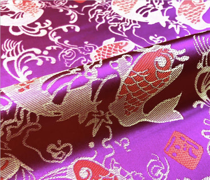 Tissu brocart de soie : motif porte de carpes et de dragons, tissu pour cheongsam de 150 cm de large