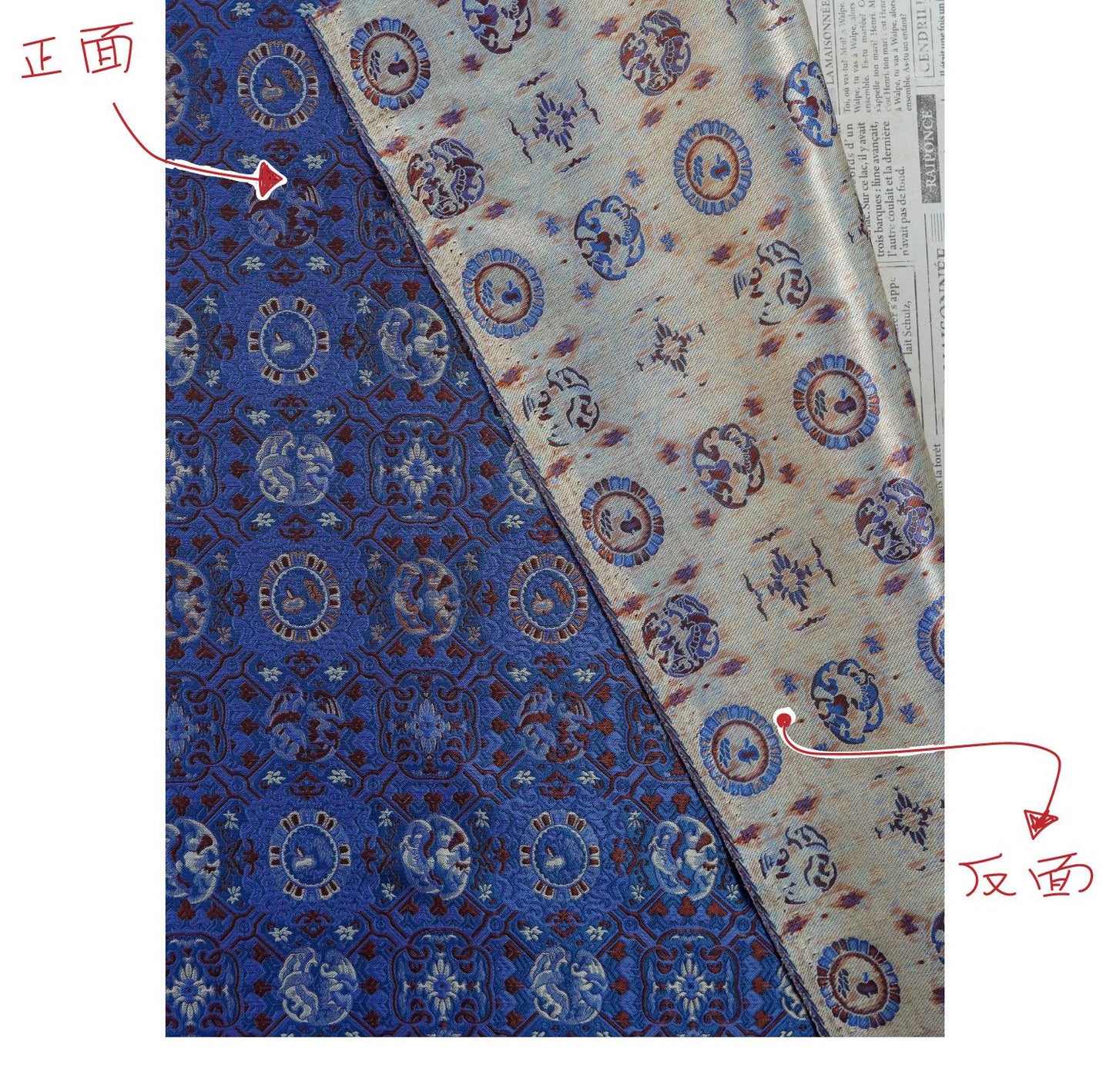 Tissu jacquard brocart Song, fil d'or, style tibétain, 165 cm de large