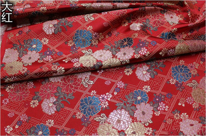 Japanese Floral Jacquard Brocade Fabric: Silk Rayon Blend (29.5" Width)