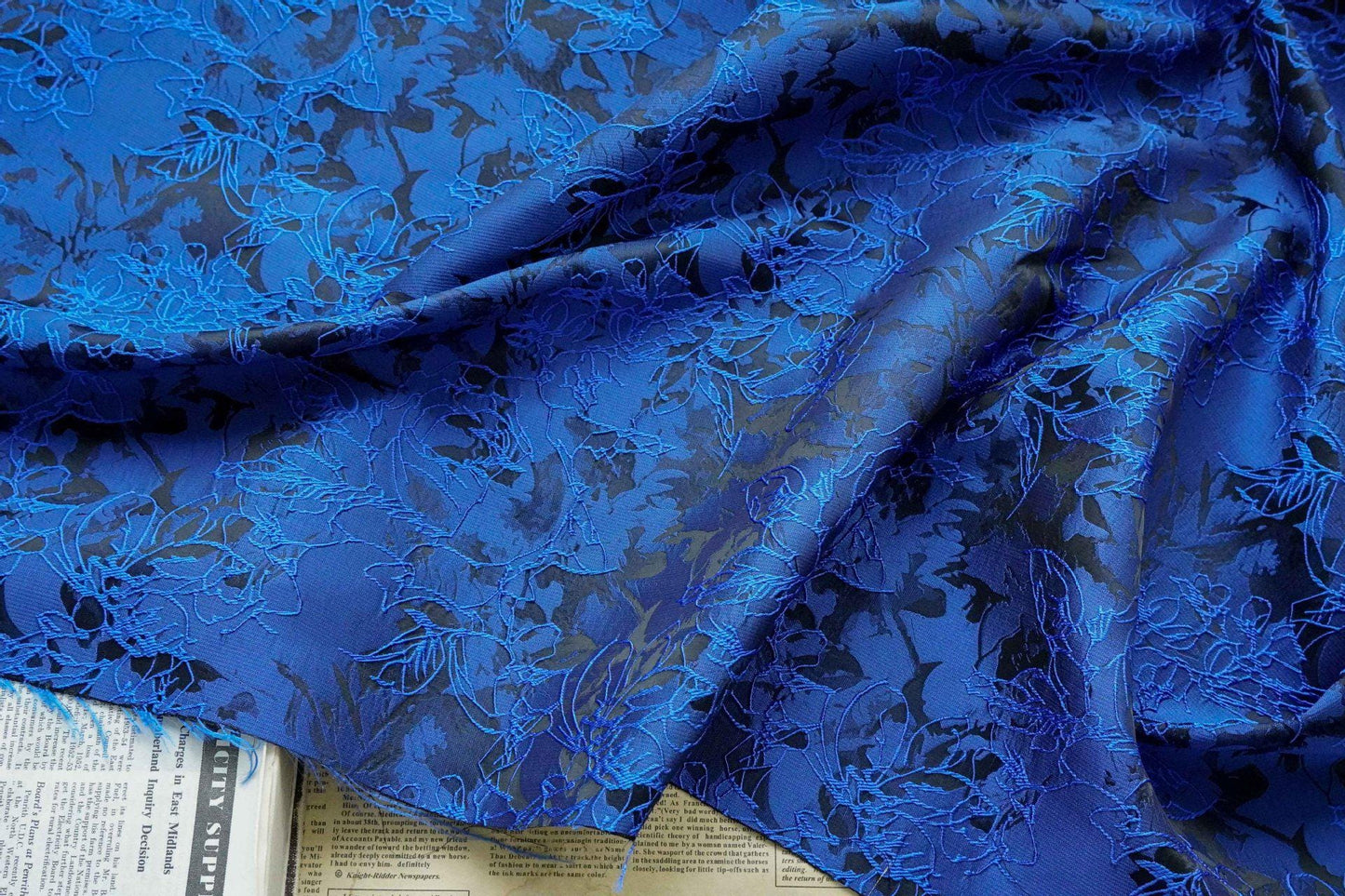 Embossed Jacquard Fabric: 3D Texture, Silver Thread Blend - 55" Wide