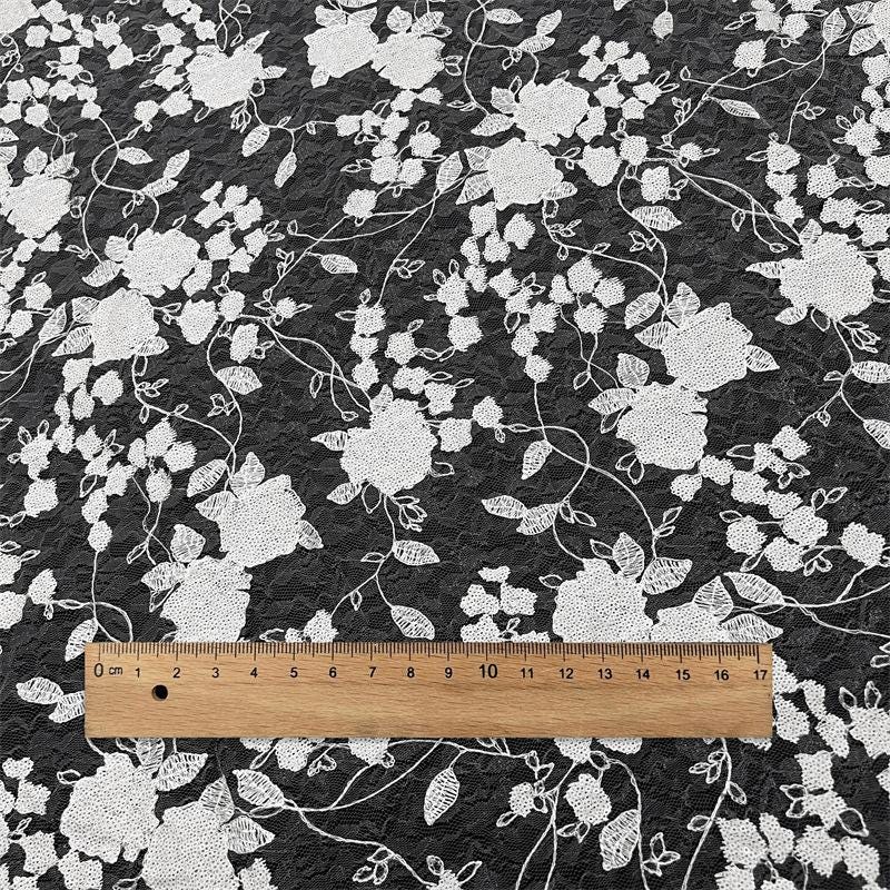 Peony Lace Tulle Fabric: Sequin Embroidery, DIY Wedding Gown Material