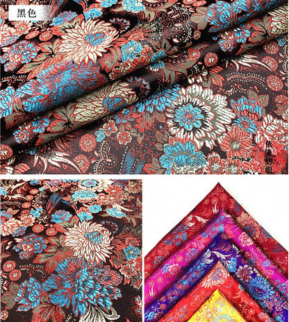 Chrysanthemum Silk Brocade Fabric: Colorful Cheongsam Qipao Material (29.5"W)