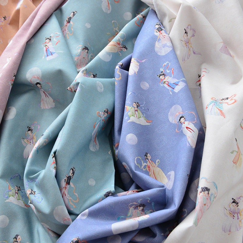 Japanese Cartoon Fairy Fabric: 100% Cotton Sewing Material, 57" Wide