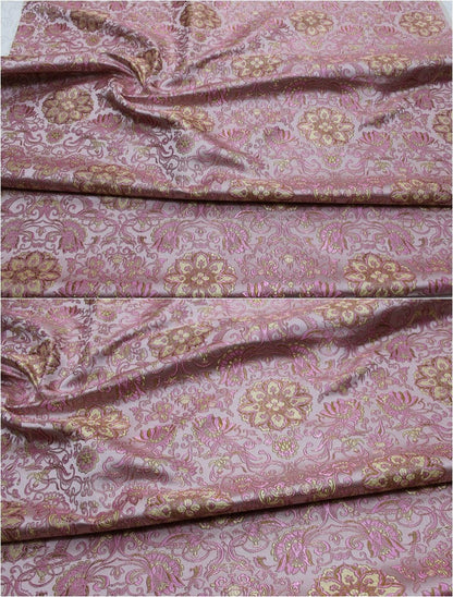 Lotus Brocade Fabric: Chinese Embroidery Silk Rayon Blend (29.5" Wide)
