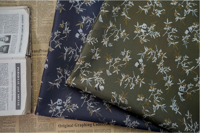 Panda Bamboo Jacquard Fabric: Rayon Blend, 57" Wide
