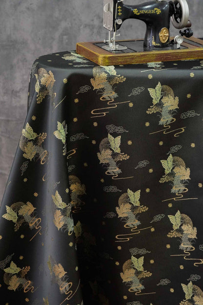 Black Jacquard Fabric: Gold Butterfly Pattern, Upholstery & Sewing (59" W By 1 Meter)