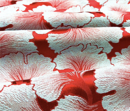 Ginkgo Biloba Brocade Fabric: 59"W Silk Blend Damask for Sewing & Upholstery