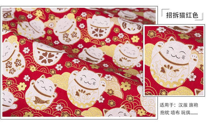 Japanese Cotton Fabric: Floral Print Sewing Material - Kimono & Home Decor