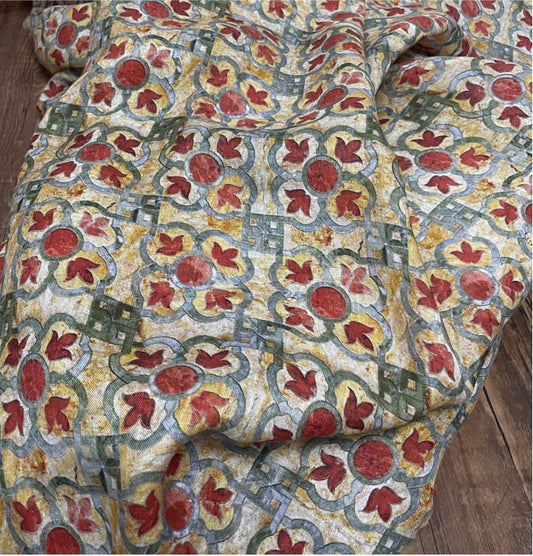 Tissu en lin Dunhuang Fresco : style asiatique chinois pour l’ameublement, la couture et les foulards – 135 cm de large