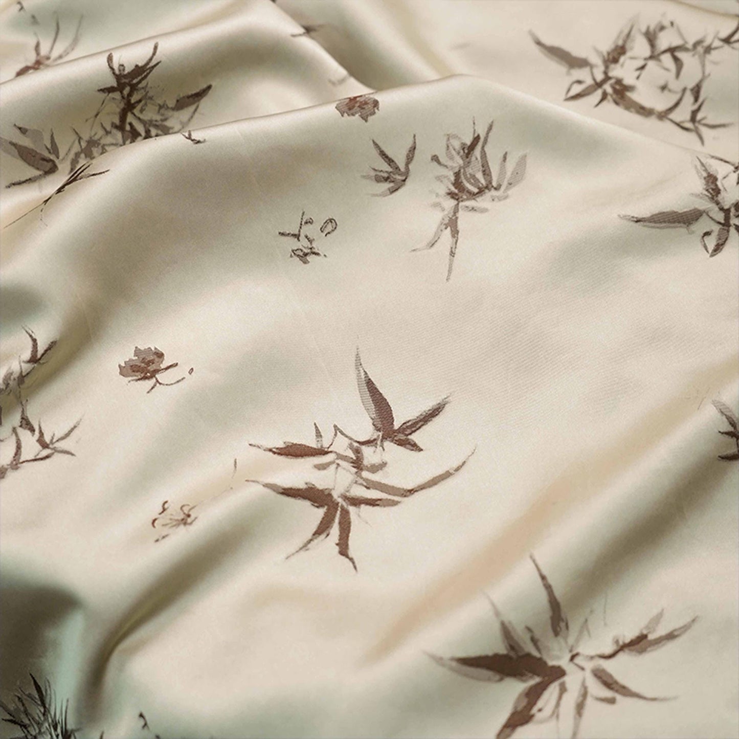 Bamboo Floral Brocade Fabric: Silk Rayon Blend (45"W)