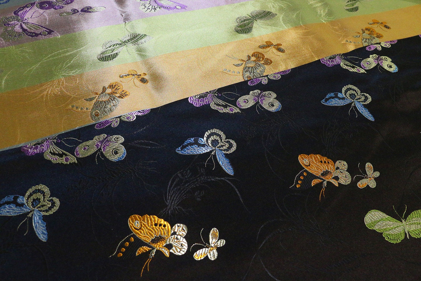 Black Butterfly Brocade Fabric: 59"W Rayon Textiles, Home Decor