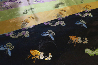 Black Butterfly Brocade Fabric: 59"W Rayon Textiles, Home Decor