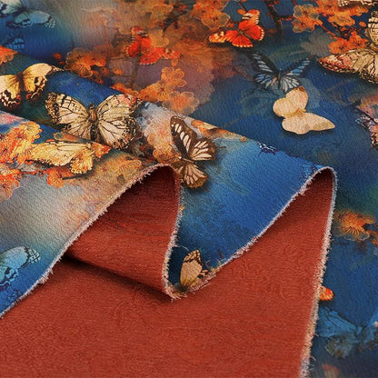 Butterfly Print Tea Silk Satin Fabric - 59"W Upholstery & Costume