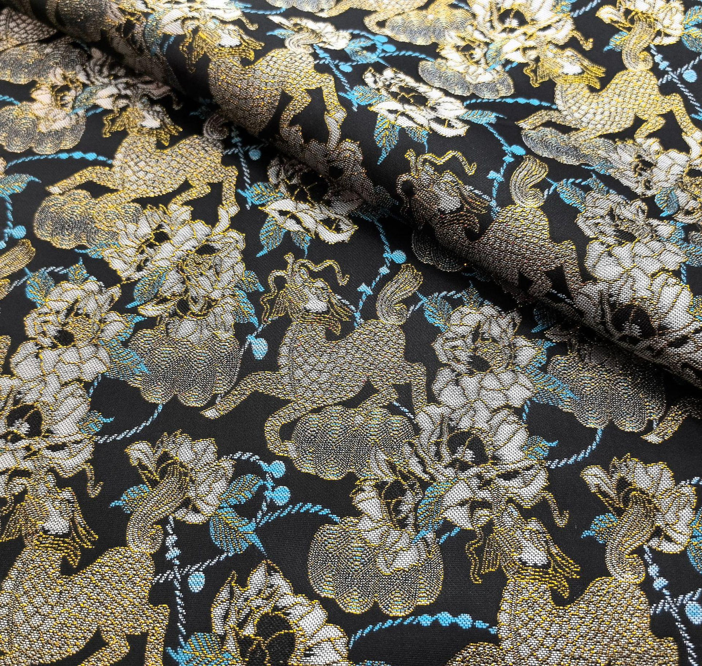 Kirin Peony Brocade Fabric: 59"W Chinese Upholstery Sewing Material