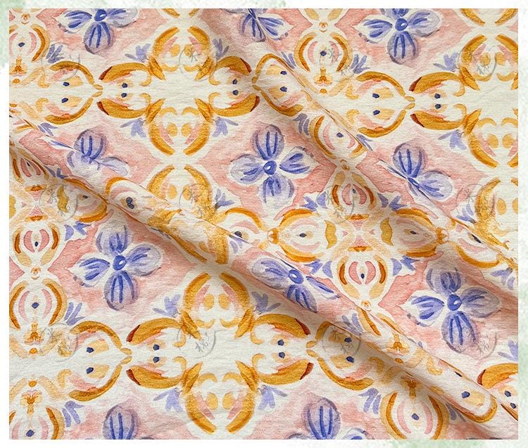 Tissu pour patchwork, coton à motifs floraux aquarelle : matériel de couture style chinois