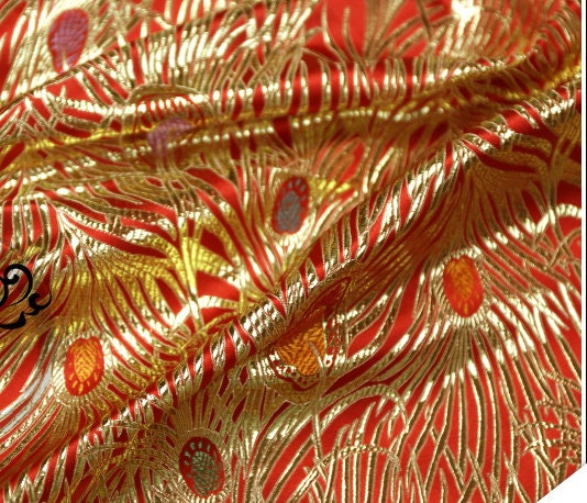 Peacock Tail Brocade Fabric: Silk Rayon Jacquard (29.5"W)