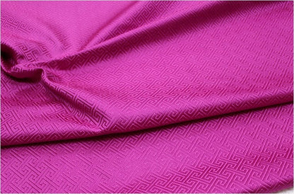 Chinese Brocade Fabric: Small Fret Pattern Silk Rayon Blend