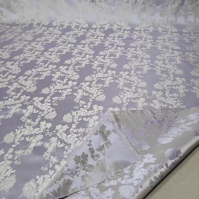 Lilac Floral Brocade Fabric ��� Vintage Jacqua" Wide