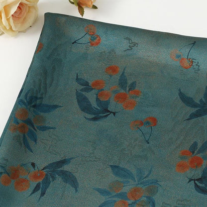 Thousand Miles Rivers Mountains Tea Silk Satin Fabric: 59"W Upholstery, Costume, Drapery