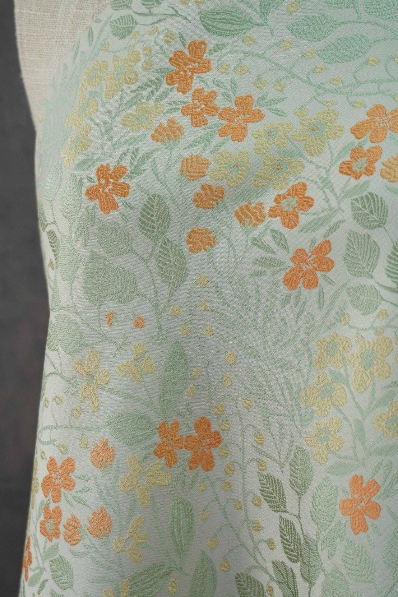 Tissu tissé à motifs floraux, coton japonais pour patchwork orange-jaune, 168 cm de large