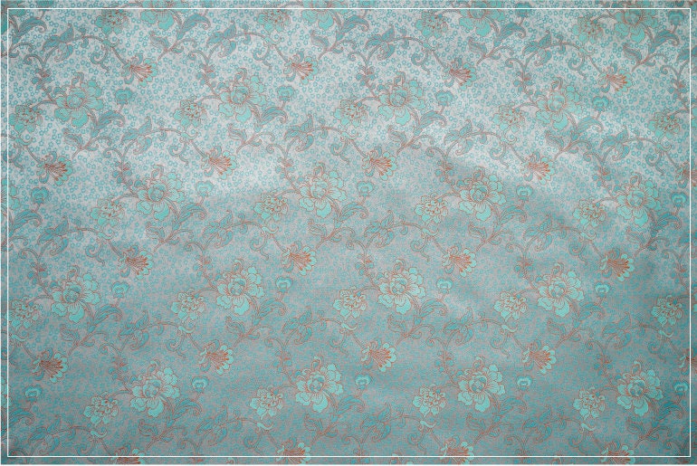 Ice Blue Floral Brocade Fabric: 59"W Chinese Style Polyester
