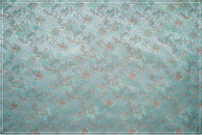 Ice Blue Floral Brocade Fabric: 59"W Chinese Style Polyester