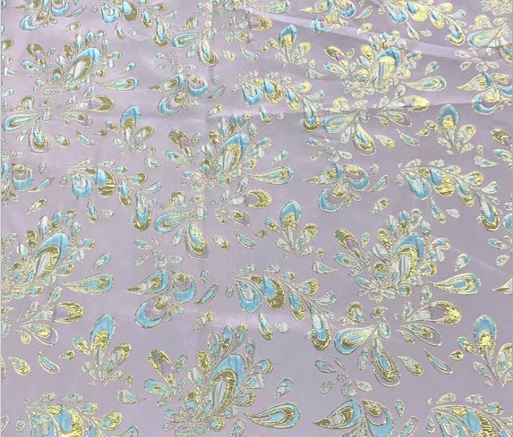 Metallic Damask Jacquard Satin Fabric: 3D Texture, 56" Wide