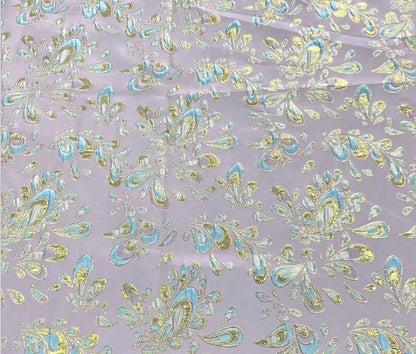 Metallic Damask Jacquard Satin Fabric: 3D Texture, 56" Wide