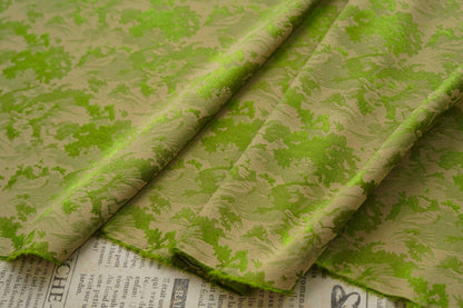 Green Wave Jacquard Fabric: Embossed Upholstery, Costume, & Bedding (59"W)