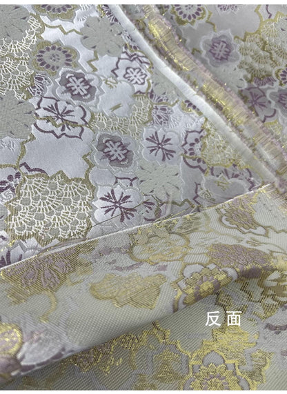 Kirin Nishijin Black Foil Silk Brocade Fabric - 59" Wide