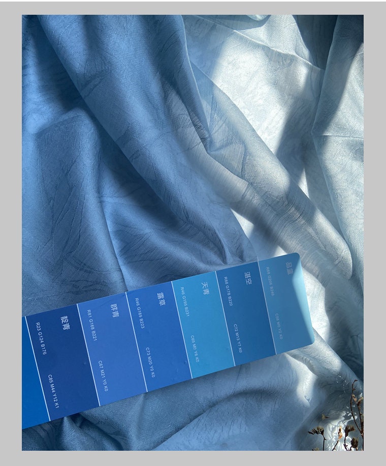 Aqua Blue Tencel Jacquard Chiffon Fabric: Anti-Wrinkle Dress Sewing (59"W)