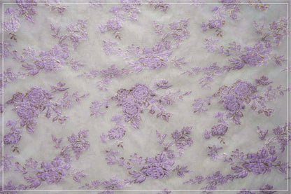 Lilac Flower Jacquard Fabric: 3D Embroidery, Costume & Decor