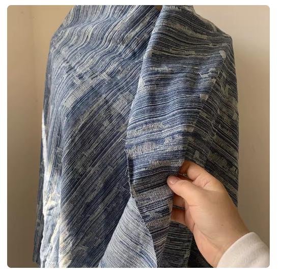 Washed Denim Fabric: Jacquard Cotton Textile for DIY Crafts