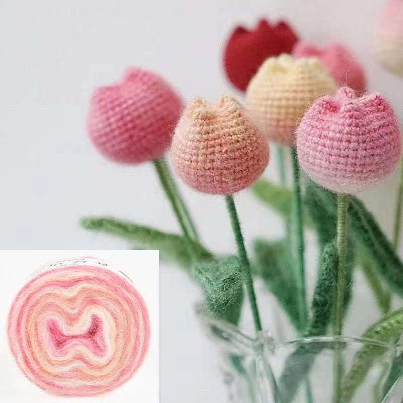 Fil de soie mohair teint à la main arc-en-ciel : dentelle légère (50 g 100 m)