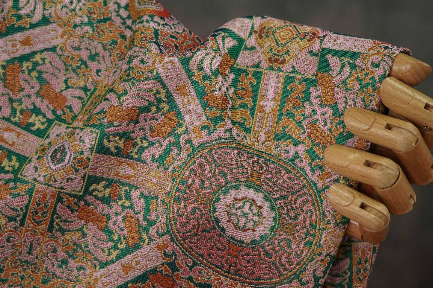 Mongolian Bada Pattern Fabric: 59"W Rayon Upholstery, Costume, Decor