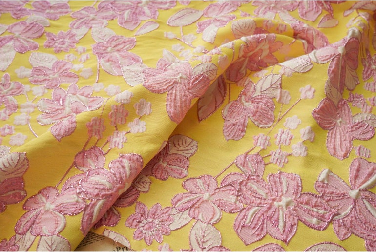 Gold Thread Floral Jacquard Fabric: 3D Upholstery, Costume, Decor - 54" Wide