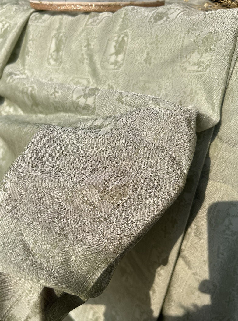 Rabbit Jacquard Silk Satin Fabric: Retro Chinese Pattern Upholstery, Sewing, Qipao