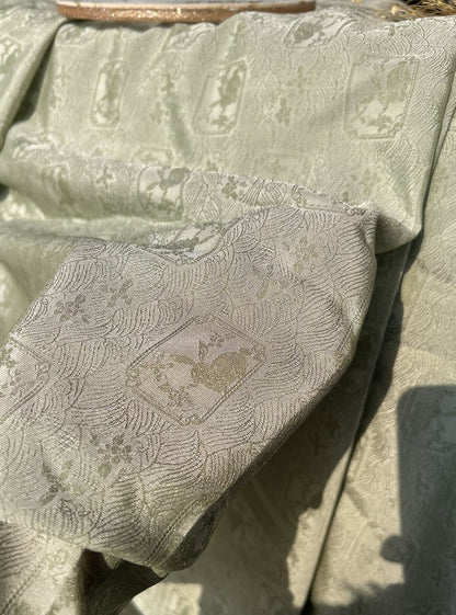 Rabbit Jacquard Silk Satin Fabric: Retro Chinese Pattern Upholstery, Sewing, Qipao
