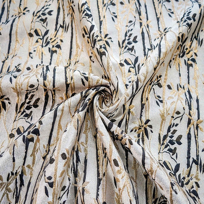 Gold Thread Bamboo Jacquard Fabric: 3D Designer Upholstery, 55" Wide