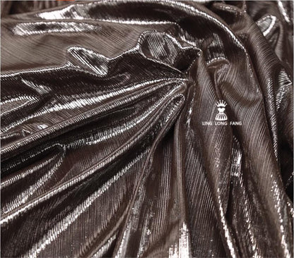Metallic Foil Striped Knit Fabric: 4-Way Stretch, 56" Wide
