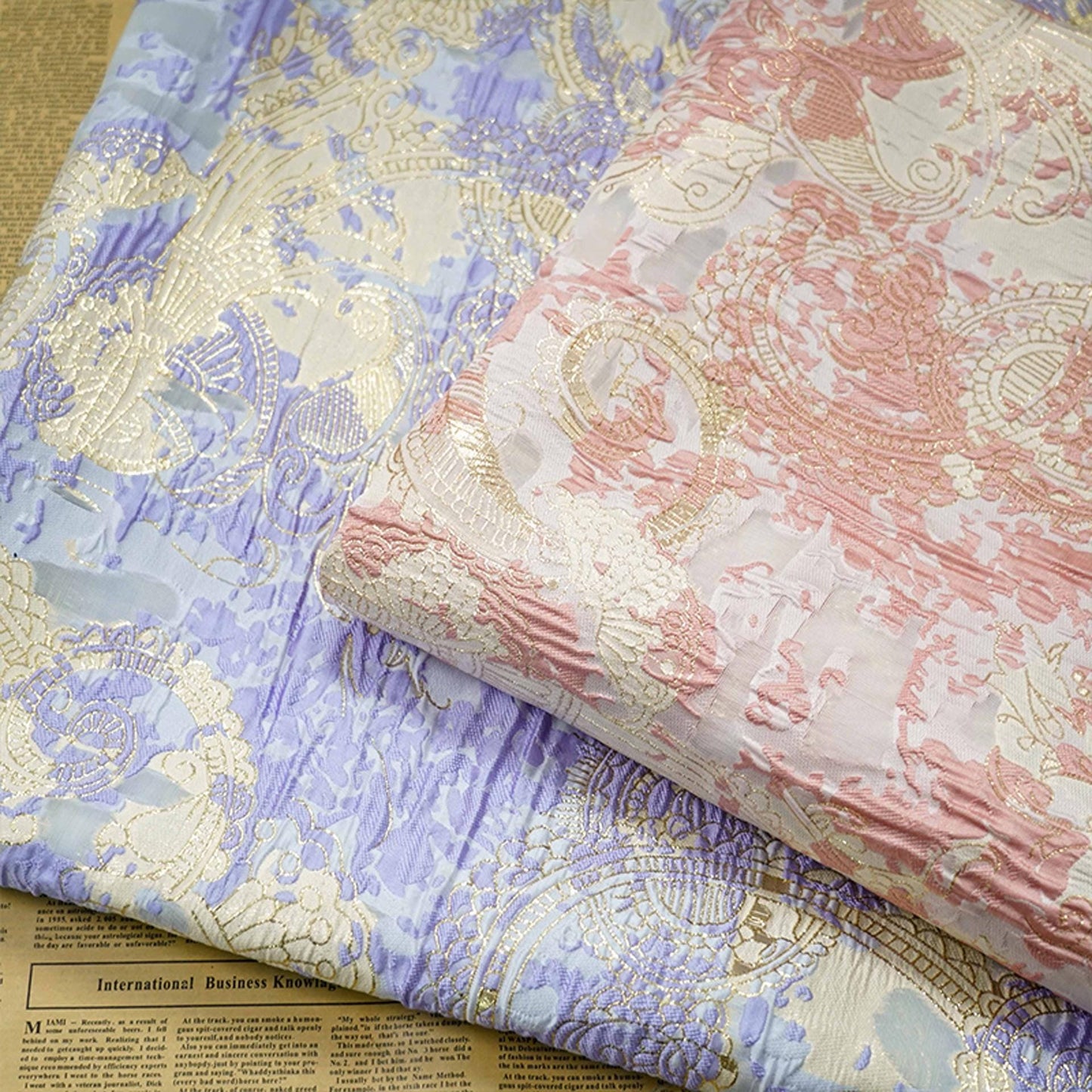 Gold Thread Jacquard Fabric: 3D Oil Painting Texture, 55" Wide