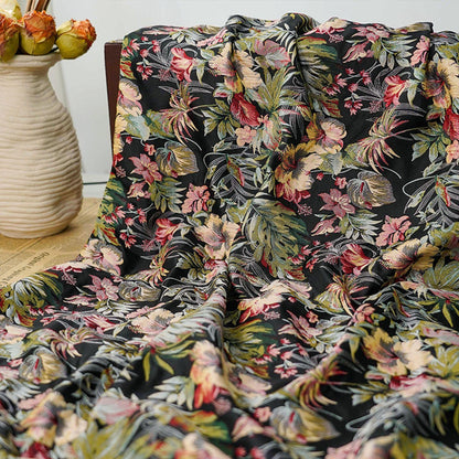 Floral Jacquard Fabric: Gold Thread Embroidered Upholstery, 62"W