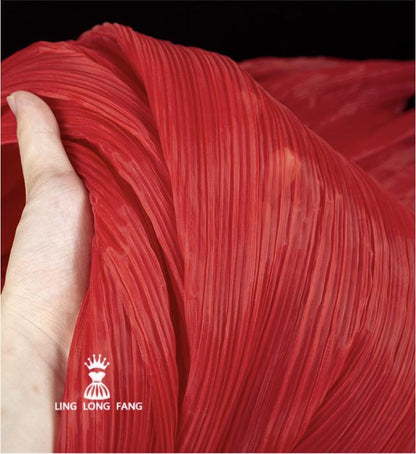 Tissu organza plissé mat : polyester texturé de 140 cm de large