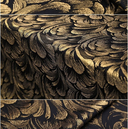 Gold Feather Jacquard Brocade Fabric: 60" Wide Sewing & Upholstery