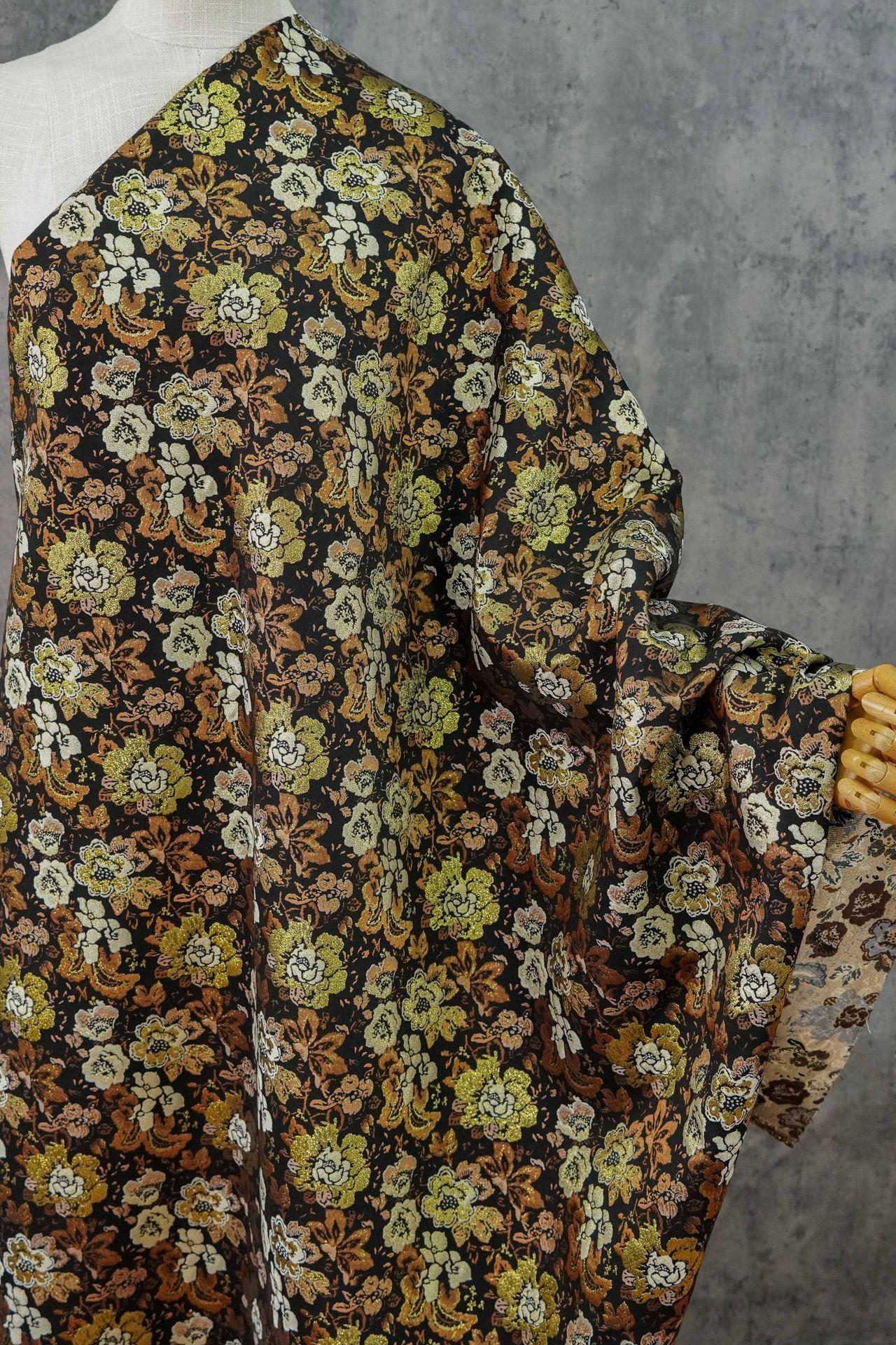 Baroque Jacquard Fabric: Gold Woven Palace Style Material - 59"W