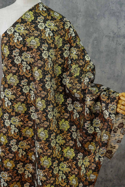 Baroque Jacquard Fabric: Gold Woven Palace Style Material - 59"W