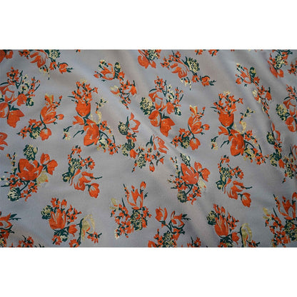 Gold Thread Jacquard Fabric: 3D Oil Painting Texture, Orange Floral (57"W)
